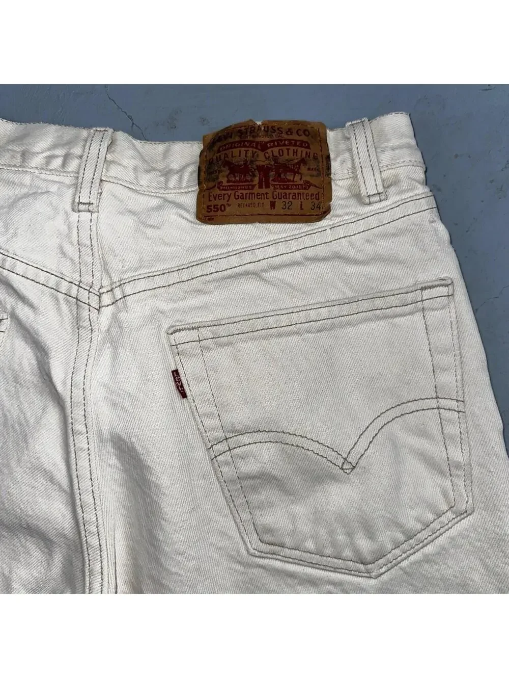 Levis 550 Vintage 90s USA Red Tab Jeans 32x34 White Wash 501 Act 30x32